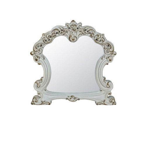 45" White Abstract Wood Framed Mounted Dresser Mirror