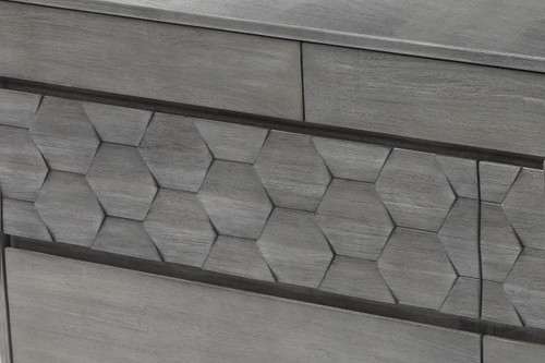 61" Gray Solid Wood Six Drawer Double Dresser