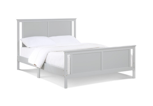 Gray Reversible Inlaid Panels Solid Wood Full Bed Frame