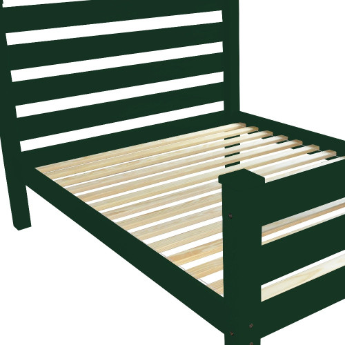 Dark Green Solid Wood Twin Bed Frame Decor