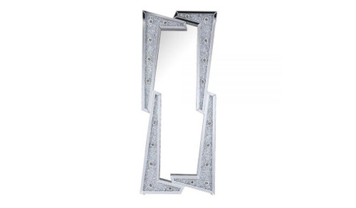63" Inche Mirrored & Faux Diamonds Lighted Irregular Accent Mirror