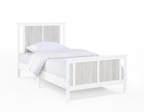 White And Gray Reversible Solid Wood Twin Bed Frame