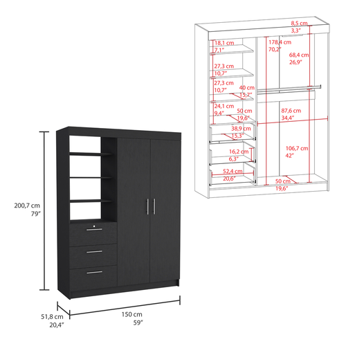 Two Piece Black Bedroom Set