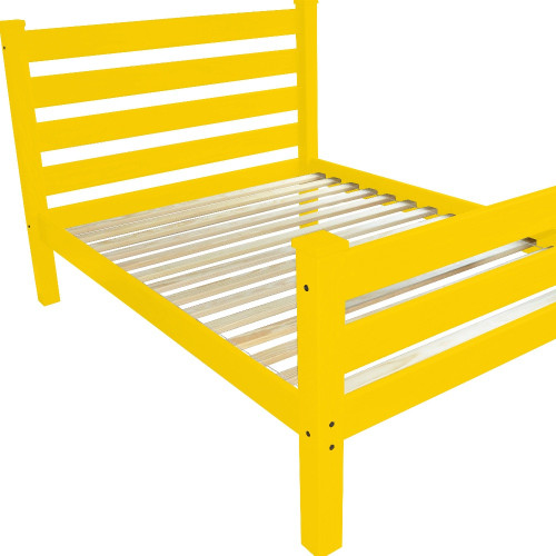 Canary Yellow Solid Wood Twin Bed Frame Decor