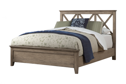 Brown Cross Back Solid Wood Full Bed Frame
