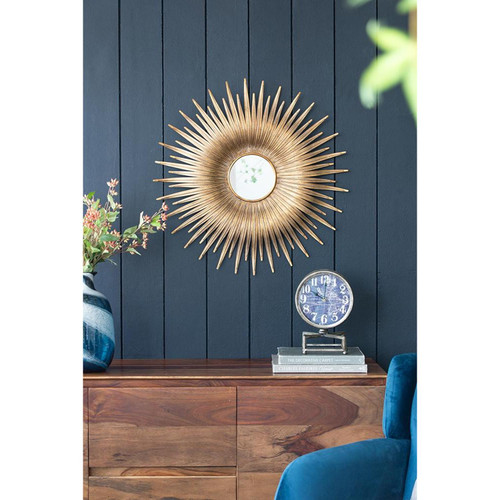 28" Gold Sunburst Iron Framed Accent Mirror