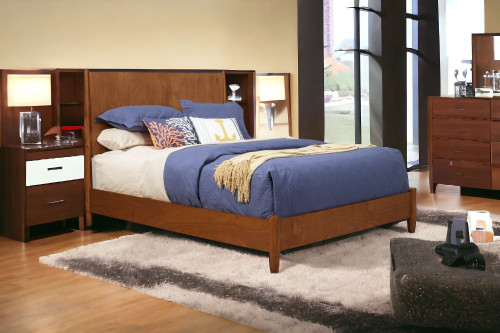 Brown Solid Wood King Bed Frame