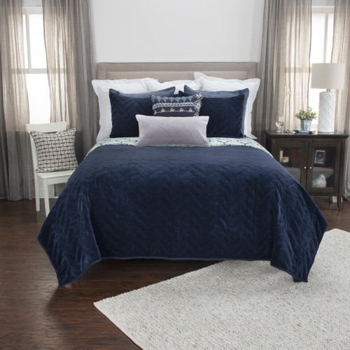 Indigo Geometric Queen Quilt 100% Cotton