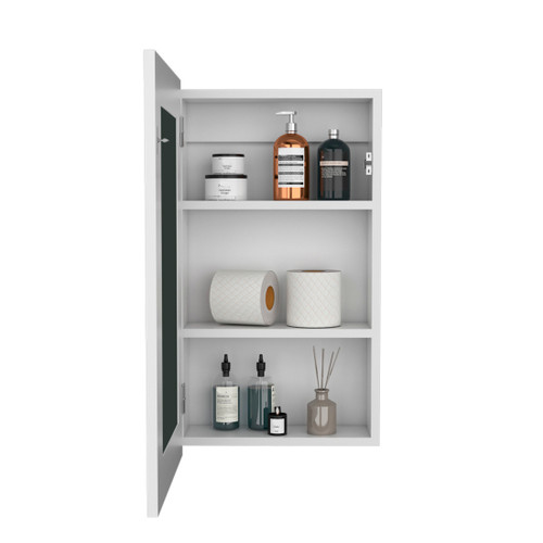 15" White Wood Floating Bathroom Vanity And Medicine Cabinet With Mirror