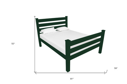 Dark Green Solid Wood Full Bed Frame Decor