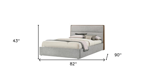 Brown and Gray Wood Upholstered King Bed Frame Solid Wood