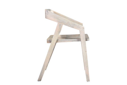 White Solid Wood Open Back Dining Arm Chair