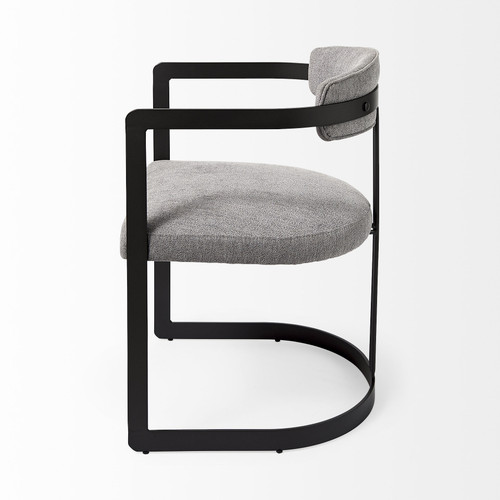 Gray and Black Upholstered Dining Arm Chair