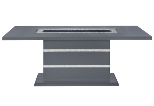 79" Dark Gray Faux Crystals Glass and Wood Pedestal Base Dining Table