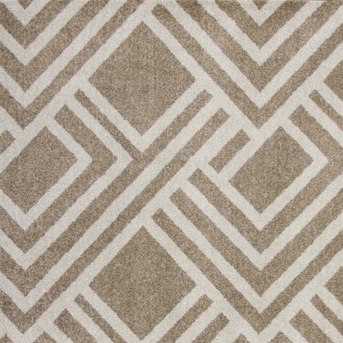 Homeroots Home Decor 8'x11' Beige Machine Woven UV Treated Geometric Indoor Outdoor Area Rug, Beige, Machine Woven