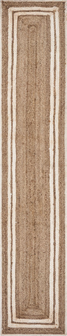 80" Natural And Cream Geometric Bordered Jute Table Runner