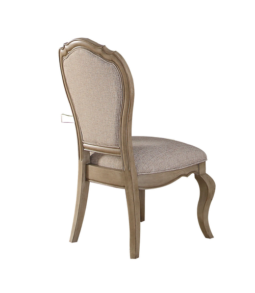 Set of Two Upholstered Fabric And Solid Wood Dining Arm Chairs