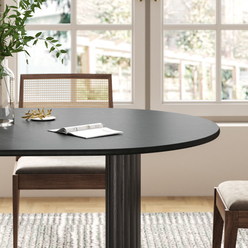 66" Black Solid Wood Double Pedestal Base Oval Dining Table - Black