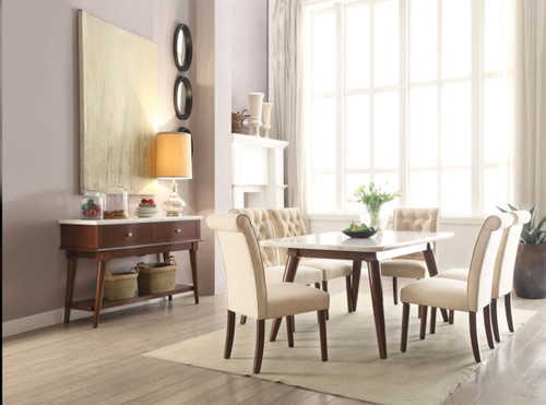 Set of Two Upholstered Linen And Solid Wood Dining Side Chairs