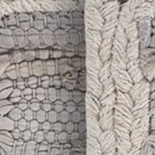 19" Set of Four Gray And Natural Cotton Placemats