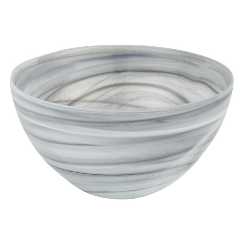 6" Gray And White Alabaster Glass Round Candy or Nut Bowl