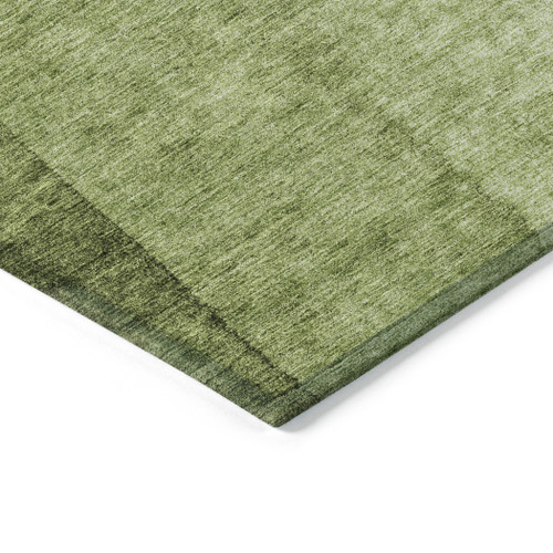 9' X 12' Olive Green And Artichoke Green Ombre Washable Indoor Outdoor Area Rug