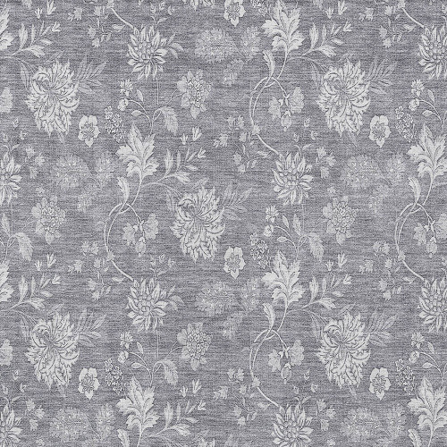 10' X 14' Gray Silver And Ivory Floral Washable Indoor Outdoor Area Rug