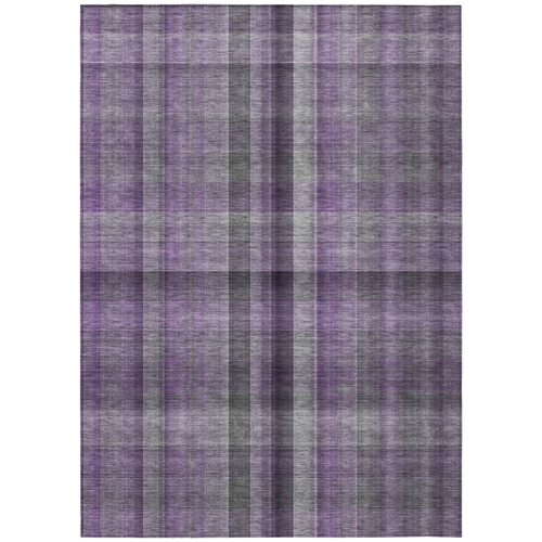 10' X 14' Purple Plaid Washable Non Skid Indoor Outdoor Area Rug