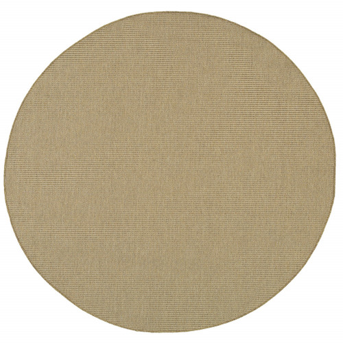 Homeroots Outdoor 8' Round Sand Stain Resistant Indoor Outdoor Area Rug