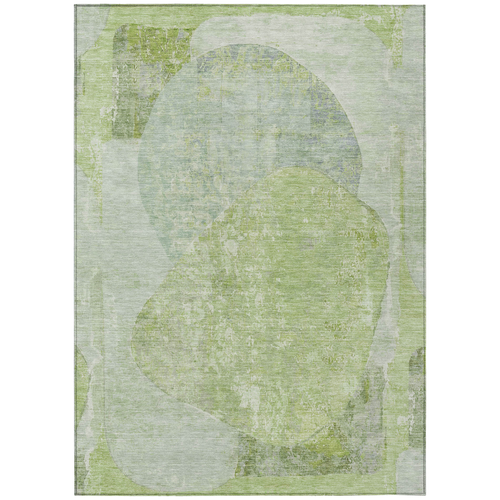 8' X 10' Artichoke Green And Mint Green Abstract Washable Indoor Outdoor Area Rug