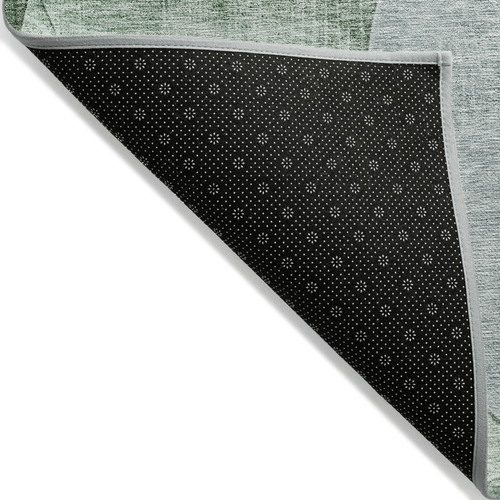 8' Mint Green And Fern Green Round Geometric Washable Indoor Outdoor Area Rug