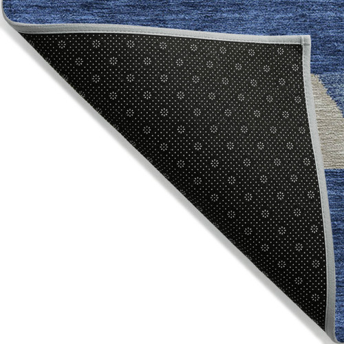 10' X 14' Navy Blue Ivory And Beige Southwestern Washable Indoor Outdoor Area Rug