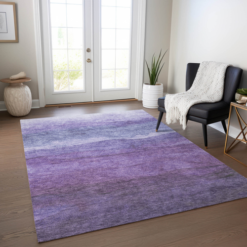 9' X 12' Purple And Lavender Abstract Washable Indoor Outdoor Area Rug