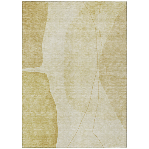 8' X 10' Gold Wheat And Beige Abstract Washable Indoor Outdoor Area Rug
