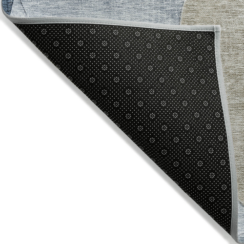 9' X 12' Sky Blue Brown And Beige Geometric Washable Indoor Outdoor Area Rug