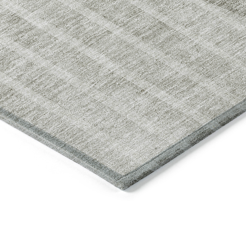 8' Taupe Beige And Ivory Round Striped Washable Indoor Outdoor Area Rug