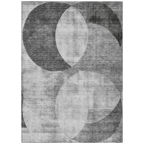 9' X 12' Gray And Charcoal Geometric Washable Indoor Outdoor Area Rug