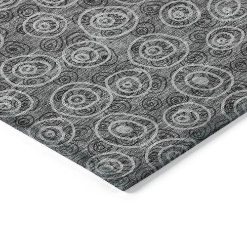8' X 10' Gray Charcoal And Silver Geometric Washable Indoor Outdoor Area Rug