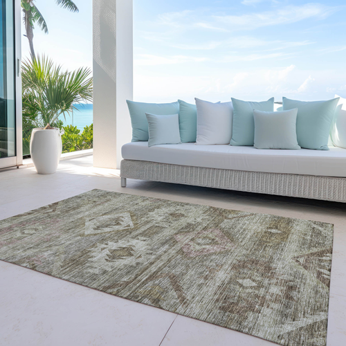 10' X 14' Brown Beige And Tan Southwestern Washable Indoor Outdoor Area Rug