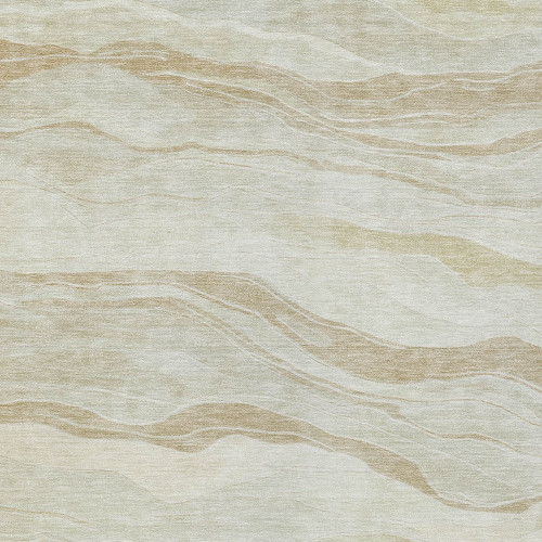 10' X 14' Beige Striped Washable Indoor Outdoor Area Rug