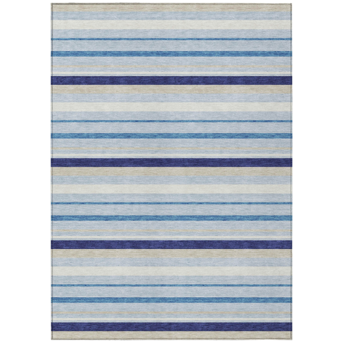 10' X 14' Blue Purple And Gray Striped Washable Indoor Outdoor Area Rug