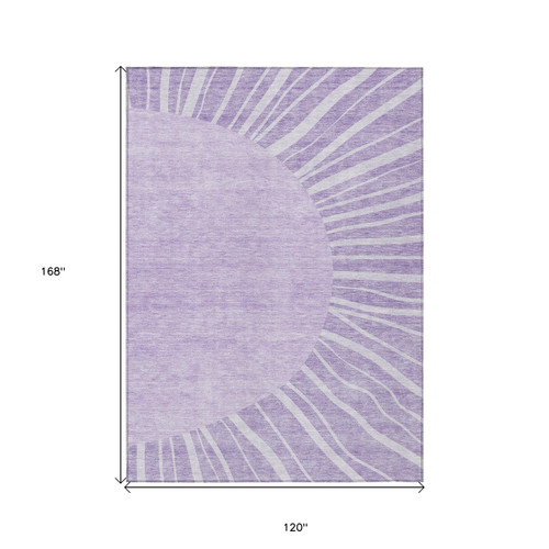 10' X 14' Lavender And Purple Abstract Washable Indoor Outdoor Area Rug
