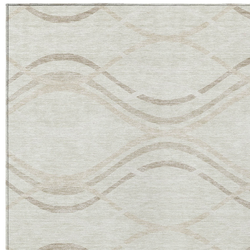 9' X 12' Ivory Beige And Taupe Abstract Washable Indoor Outdoor Area Rug