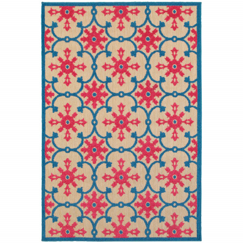 Homeroots Oriental Sand Outdoor Stain Resistant Indoor Outdoor Area Rug 8' x 11'