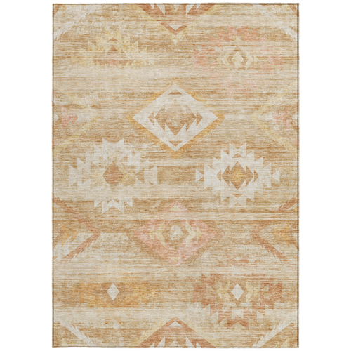 8' X 10' Copper Terra Cotta And Ivory Southwestern Washable Indoor Outdoor Area Rug