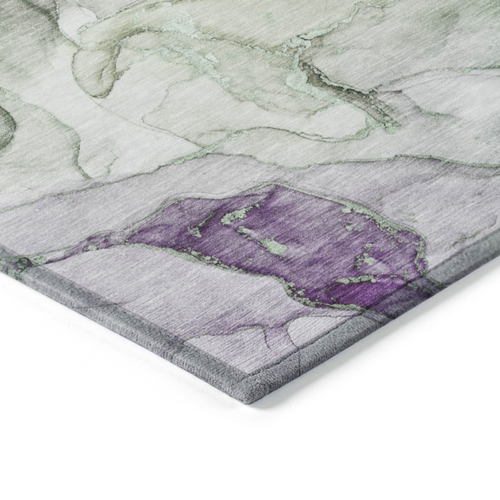 8' Round Green Round Abstract Washable Non Skid Indoor Outdoor Area Rug
