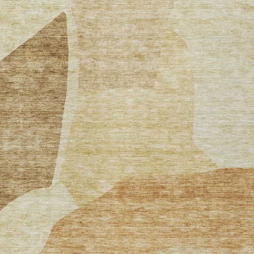 9' X 12' Beige Copper And Brown Abstract Washable Indoor Outdoor Area Rug