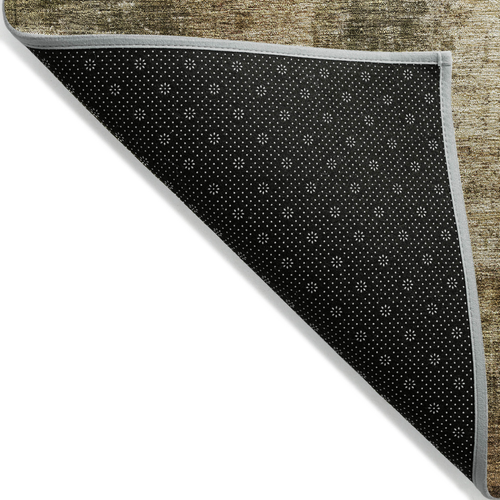 8' X 10' Linen Black And Copper Abstract Washable Indoor Outdoor Area Rug