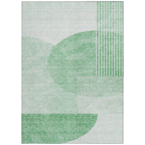 8' X 10' Green And Mint Green Geometric Washable Indoor Outdoor Area Rug