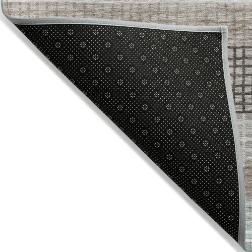 8' Taupe And Ivory Round Striped Washable Indoor Outdoor Area Rug - Taupe, Ivory